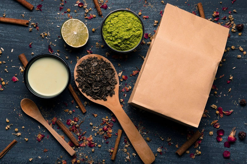 Various types of with a paper bag on side