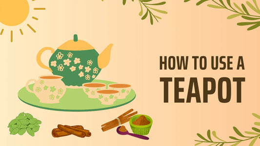 Illustrated poster showing a teapot with cups and spices, titled “How to Use a Teapot.”