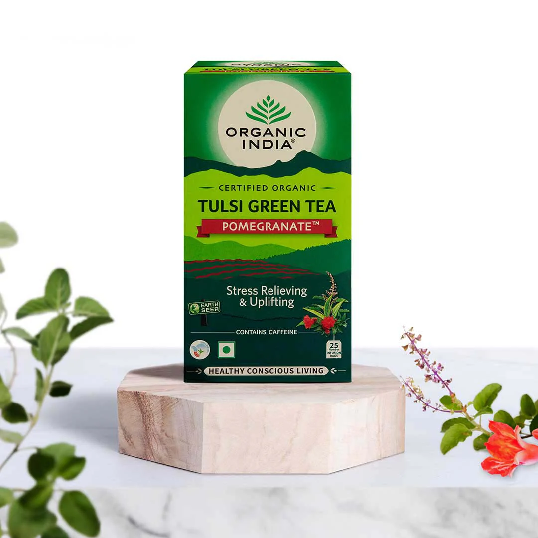 Organic India Tulsi Green Tea Pomegranate Flavour Product image