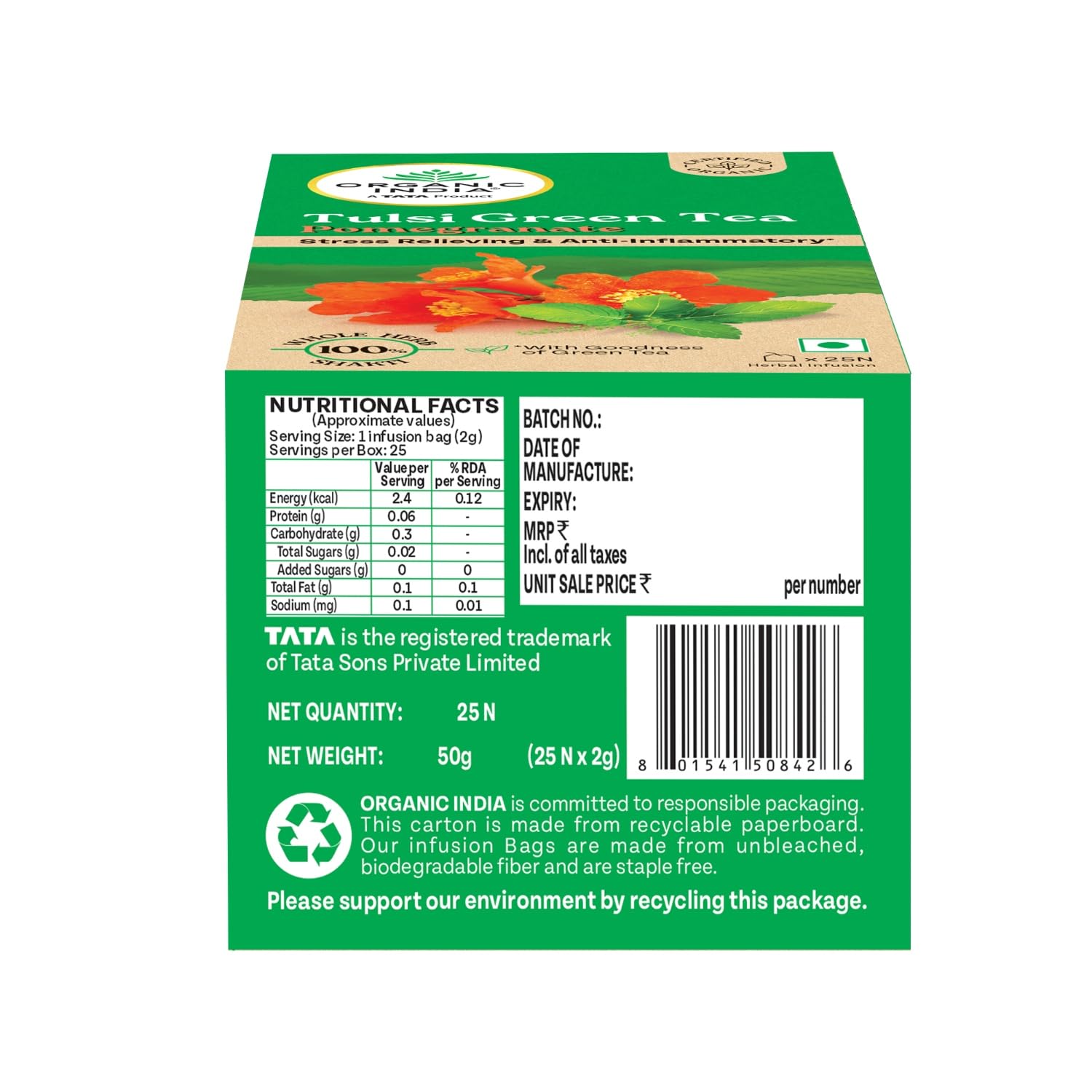 Organic India Tulsi Green Tea Pomegranate Flavour Product image3