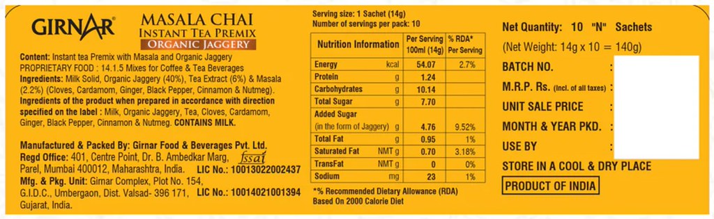 Girnar Instant Masala Chai Premix With Organic Jaggery image2