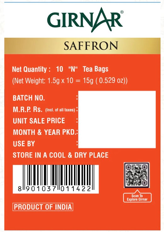 Girnar Black Tea Bags Saffron image 2